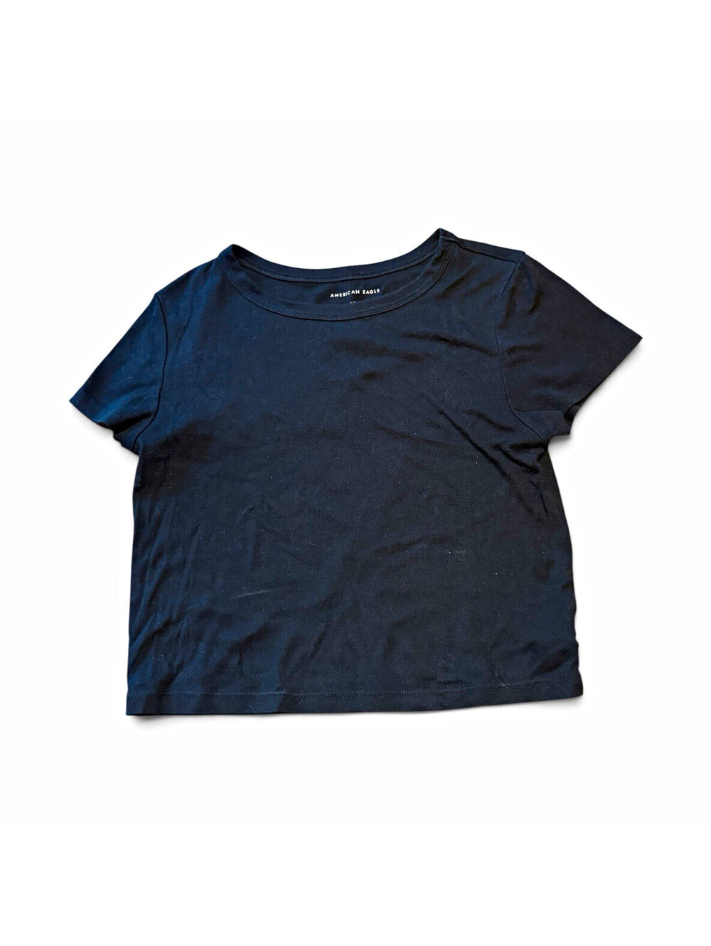 American Eagle Blue Solid Crew Neck Short Sleeve Women's T-Shirt S